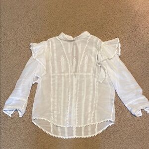Isabel Marant White Embroidered Ruffle Blouse